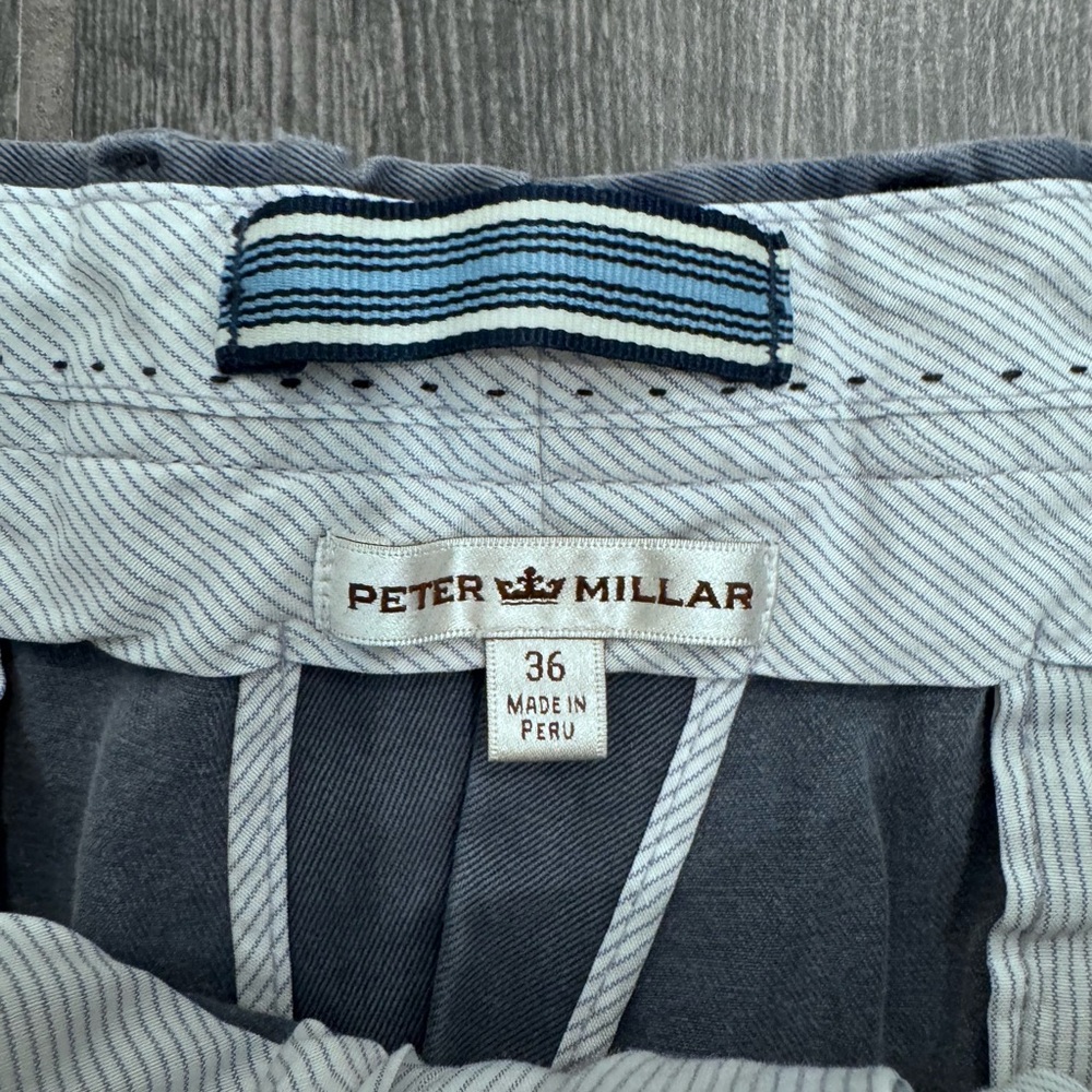Peter Millar Blue 100% Pima Cotton Flat Front Chino‎ Shorts Men's Size 36 - Picture 2 of 3